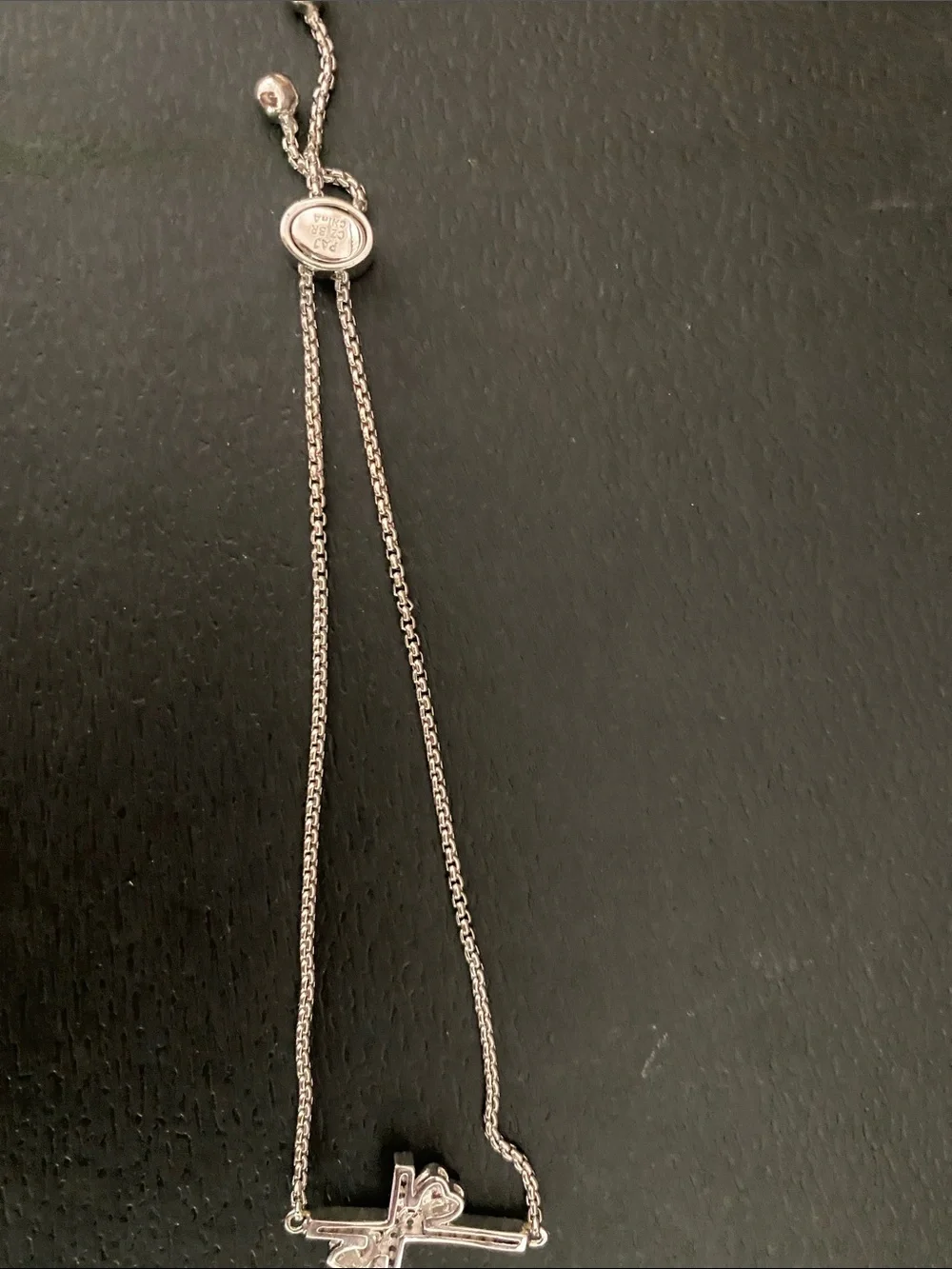PAJ Sterling Silver Cross Bracelet with CZ stones and bronze hearts